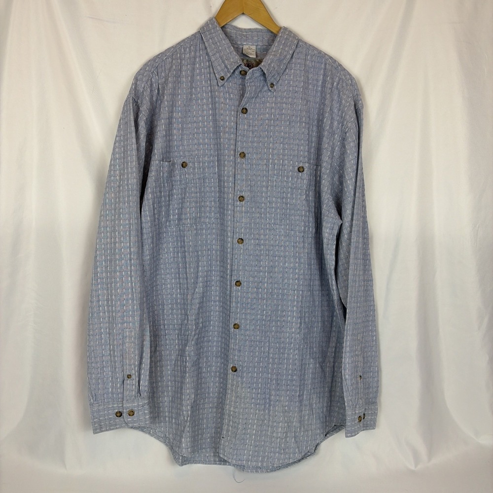 Vintage The Territory Ahead Blue White Shirt Mens Button Down XL Raised Stripes